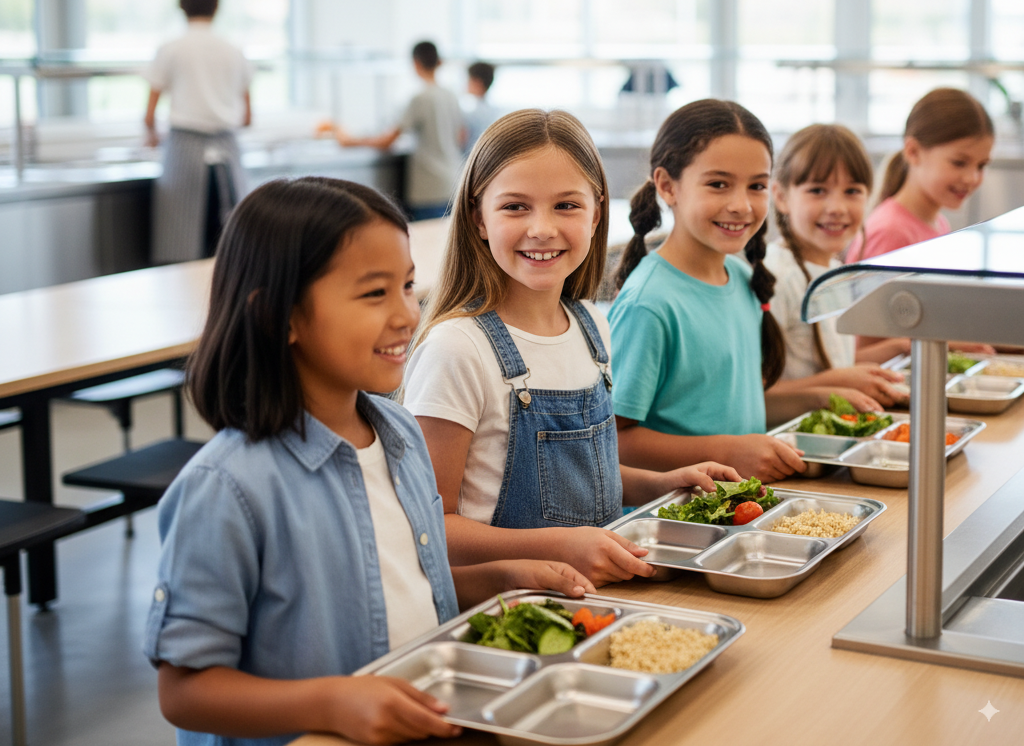 School nutrition team members using NutriWeb software to manage special dietary requirements